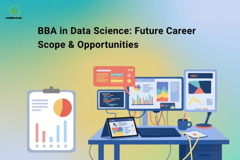 BBA in data science illustrated with dashboards, charts, code, and analytical reports.