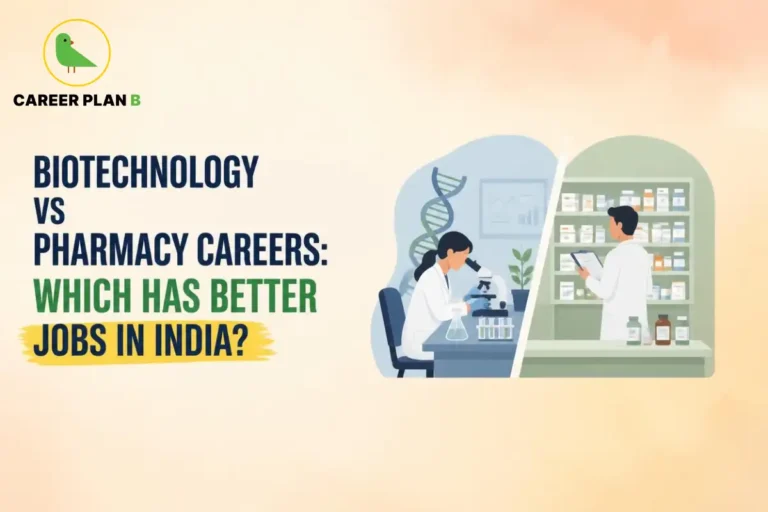 Biotechnology vs pharmacy careers in India with laboratory research and pharmaceutical work