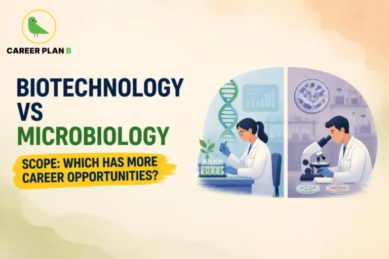 Biotechnology vs microbiology career scope comparison with laboratory research and microscopy