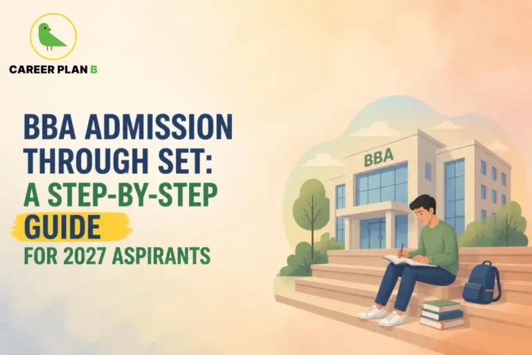 A student studies on campus while preparing for BBA admission through SET