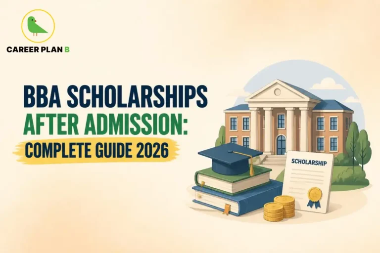 Graduation cap, books, coins and a scholarship certificate represent BBA financial aid