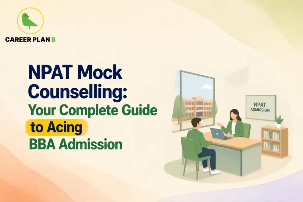 A student receives guidance from a counsellor during an NPAT BBA admission discussion