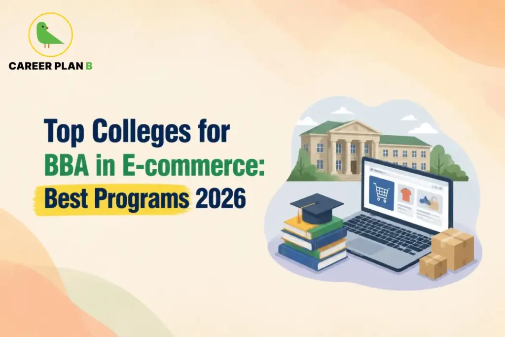 BBA student studying e-commerce programs with a laptop showing an online shopping interface