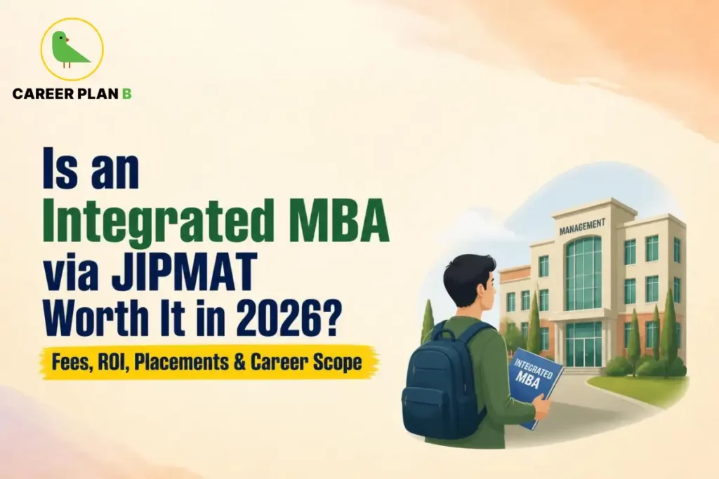 Student exploring an integrated MBA programme through JIPMAT at a management campus.