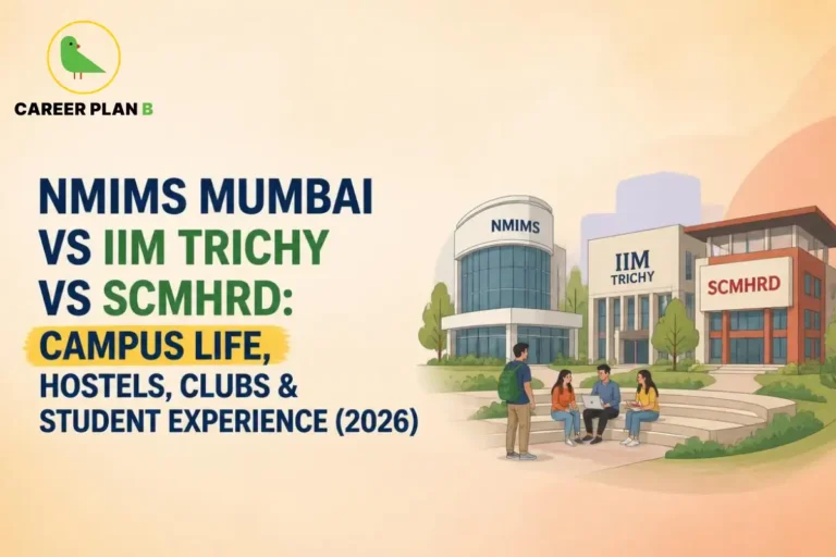 Three management campuses illustrated for a student campus-life comparison.
