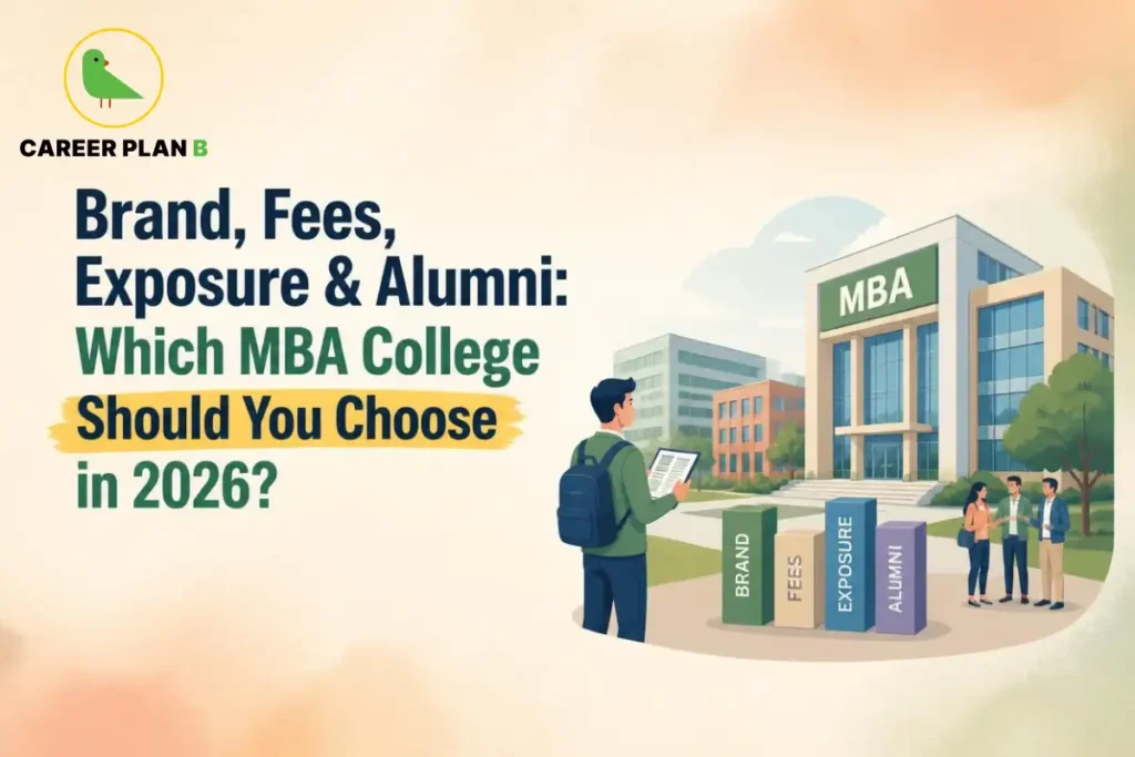 MBA college comparison showing brand, fees, exposure and alumni factors.