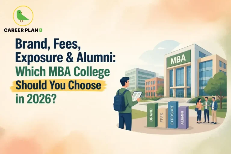 MBA college comparison showing brand, fees, exposure and alumni factors.