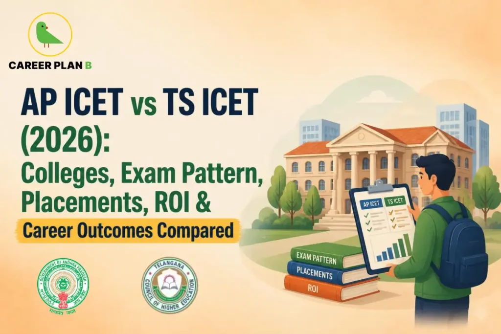 AP ICET vs TS ICET comparison showing exam pattern, placements, ROI and career outcomes.