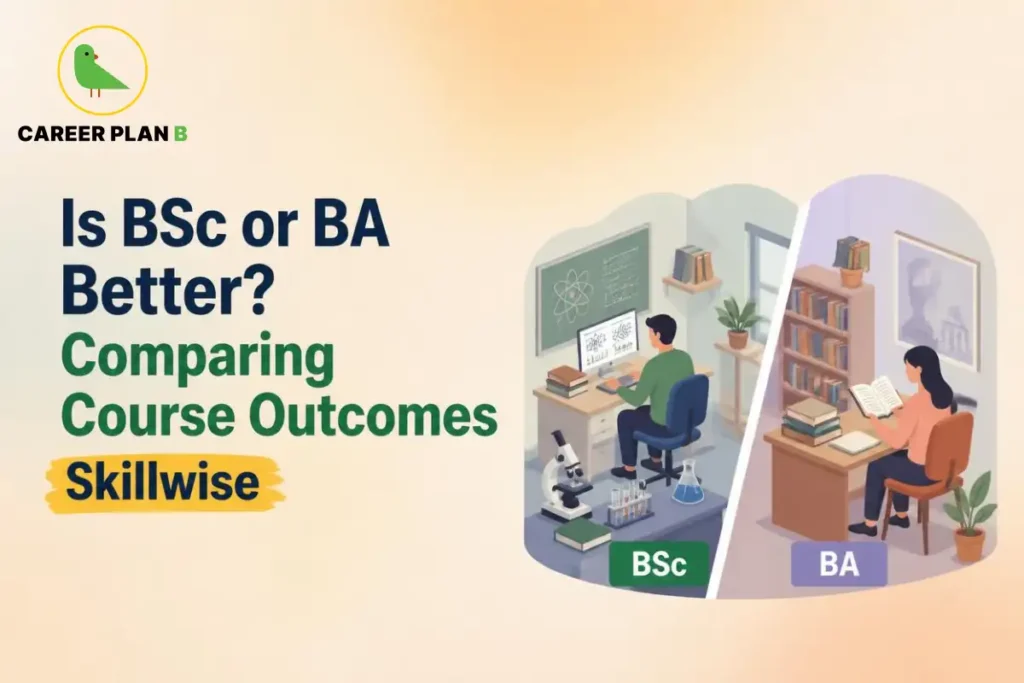 BSc vs BA course comparison showing science-based laboratory learning, humanities study, academic skills and career outcomes