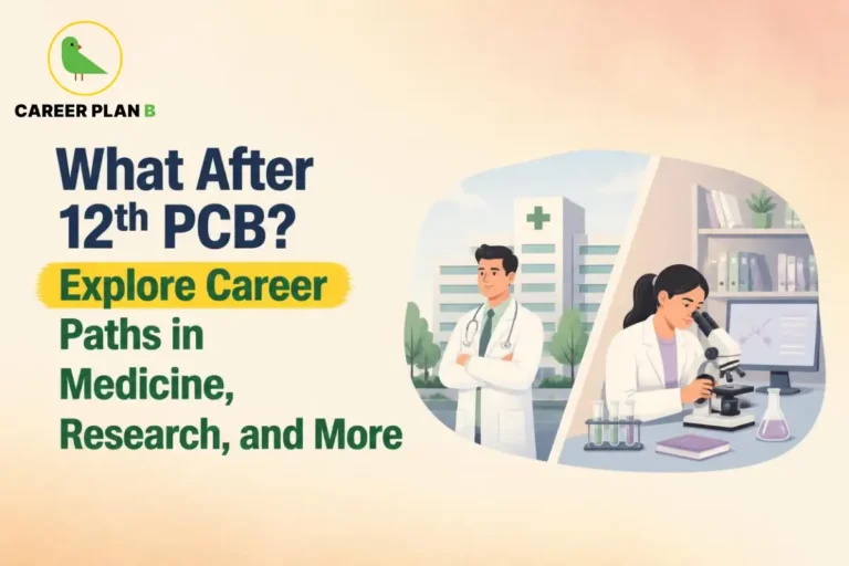 Students exploring career options after 12th PCB, including medicine, biotechnology, medical research, healthcare courses and science-based career pathways