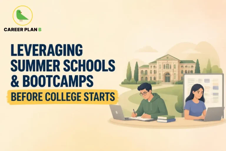 Students attending summer learning programs online with laptops and study materials