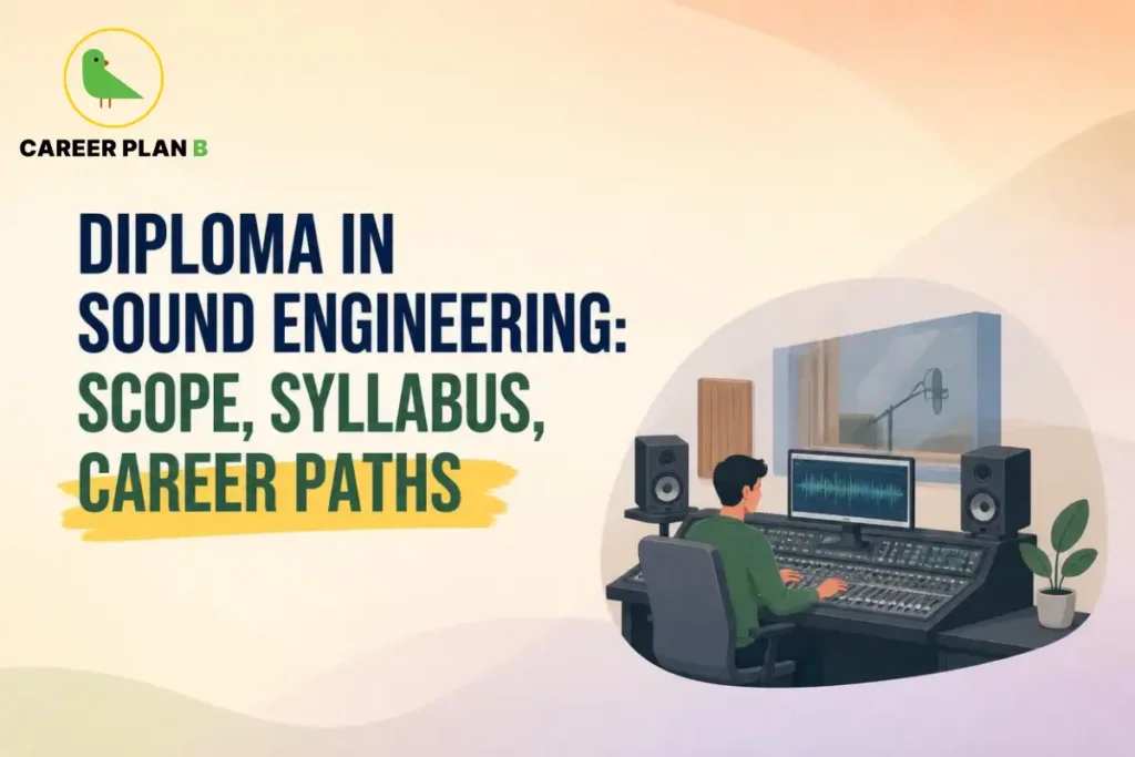 Student operating a professional audio mixing console in a recording studio for Diploma in Sound Engineering