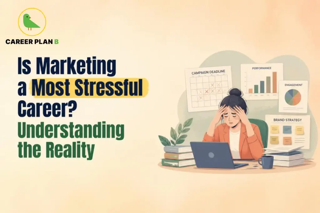 Marketing professional feeling overwhelmed while reviewing campaign and performance charts