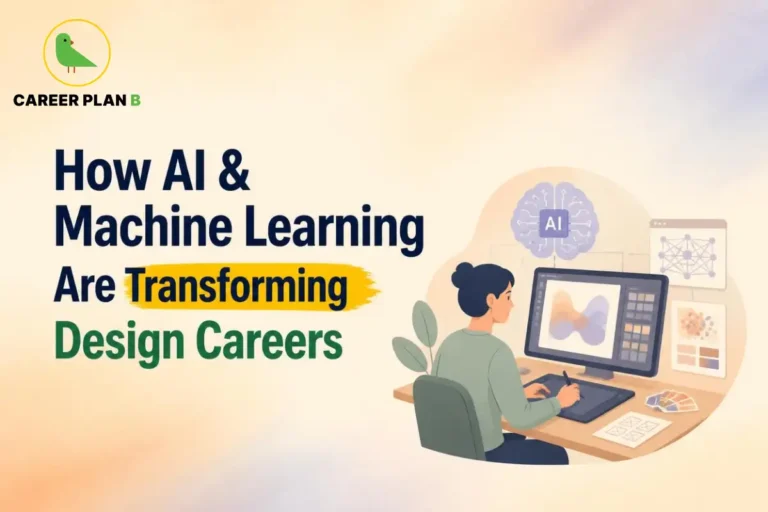 Designer creating digital concepts with AI and machine learning tools on a computer