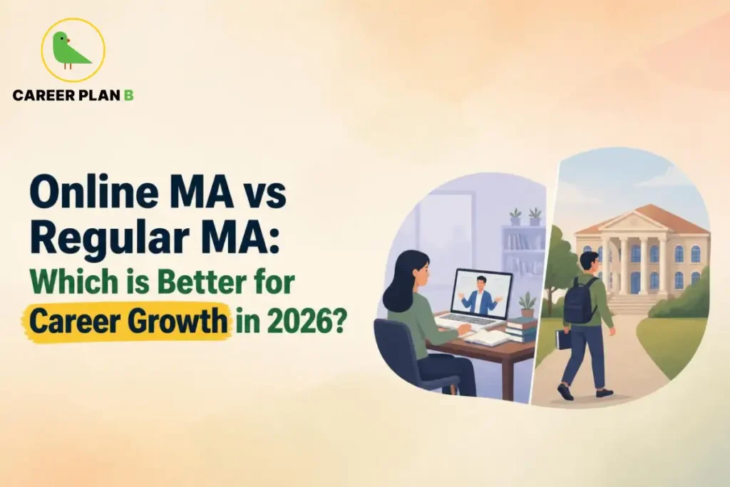 Online MA vs Regular MA Comparison Showing Which Study Mode Is Better for Career Growth in 2026
