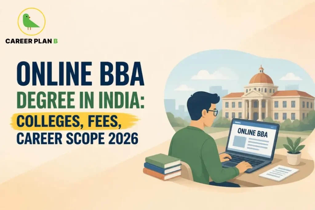 Student studying for an online BBA course on a laptop at home