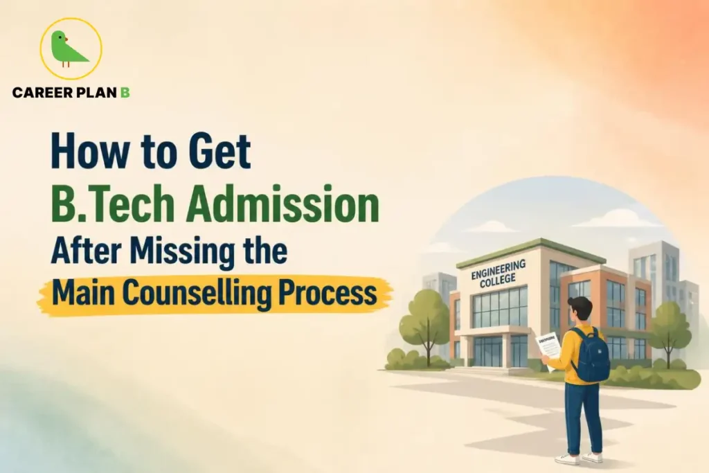How to get B.Tech admission after missing the main counselling process, covering alternative admission pathways and private engineering college options.