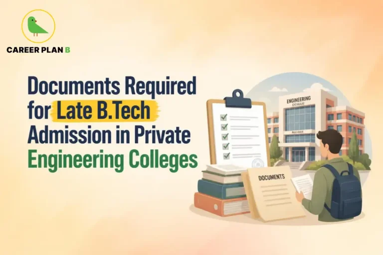 Documents required for late B.Tech admission in private engineering colleges, highlighting important paperwork and admission requirements for students.