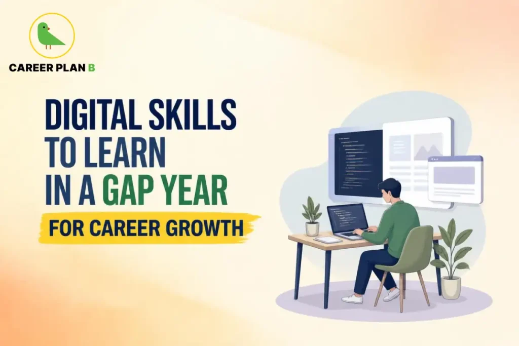 Digital skills to learn during a gap year for career growth and skill development.