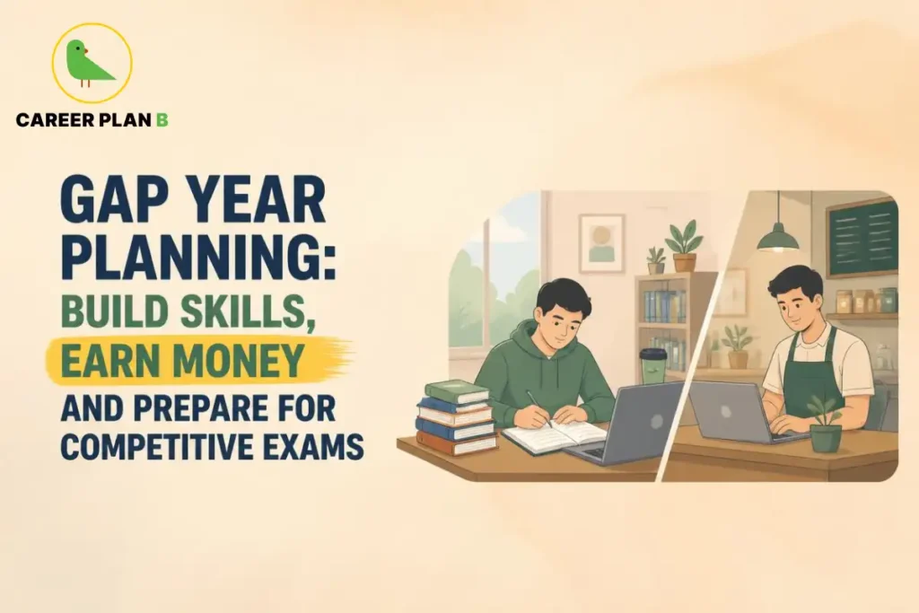Gap year planning to build skills, earn money, and prepare for competitive exams.