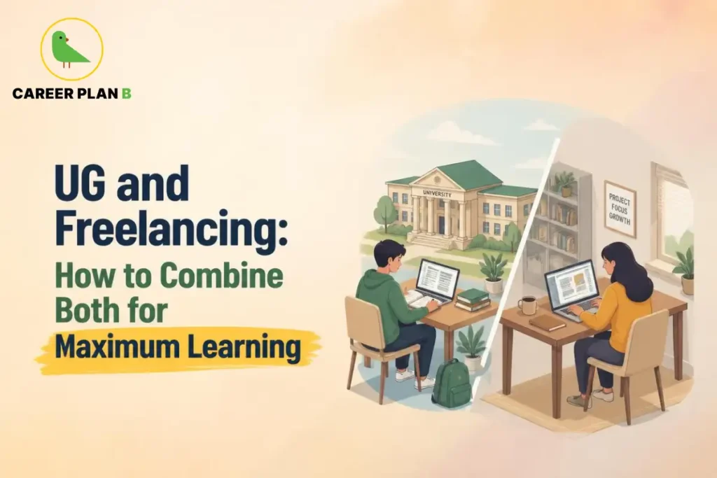 UG studies and freelancing combined for practical learning and skill development.