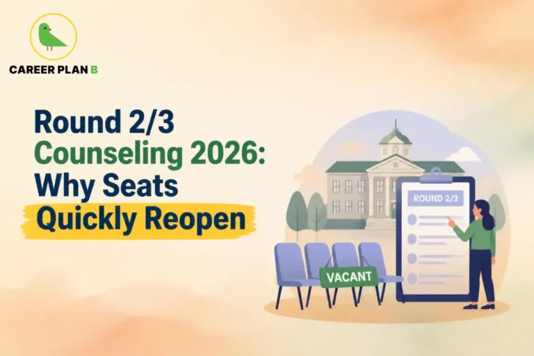 College admission counselling Round 2 and Round 3 in 2026, illustrating vacant seats and the reopening of college seats during counselling rounds.