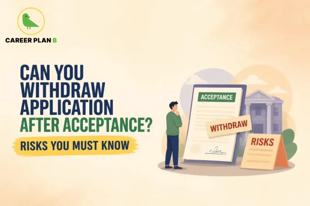 College admission withdrawal after acceptance, illustrating the risks students should consider before cancelling an accepted college seat or application.