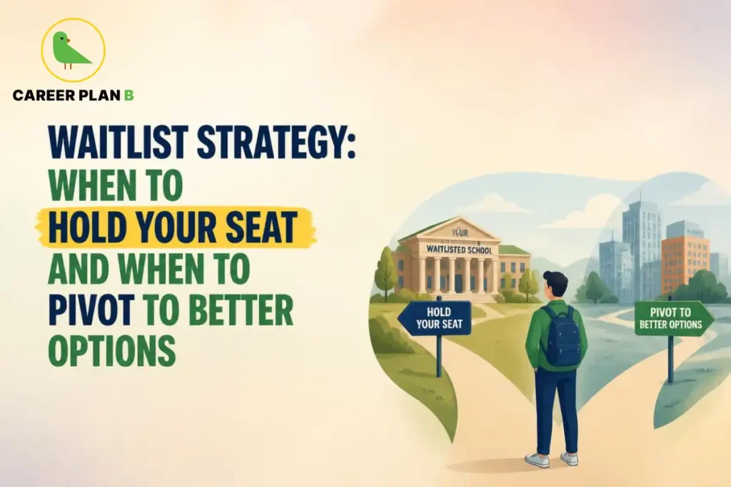 Waitlist strategy guide explaining when students should hold their allotted college seat or pivot to better admission options during counselling.