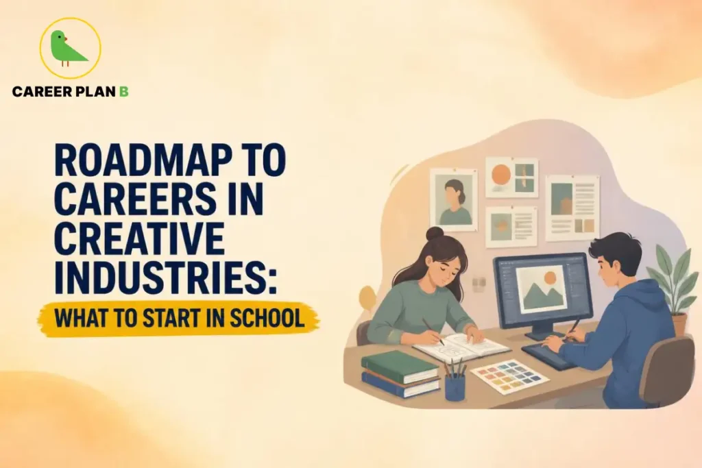 Career roadmap for creative industries, highlighting design skills and career preparation students can begin in school.