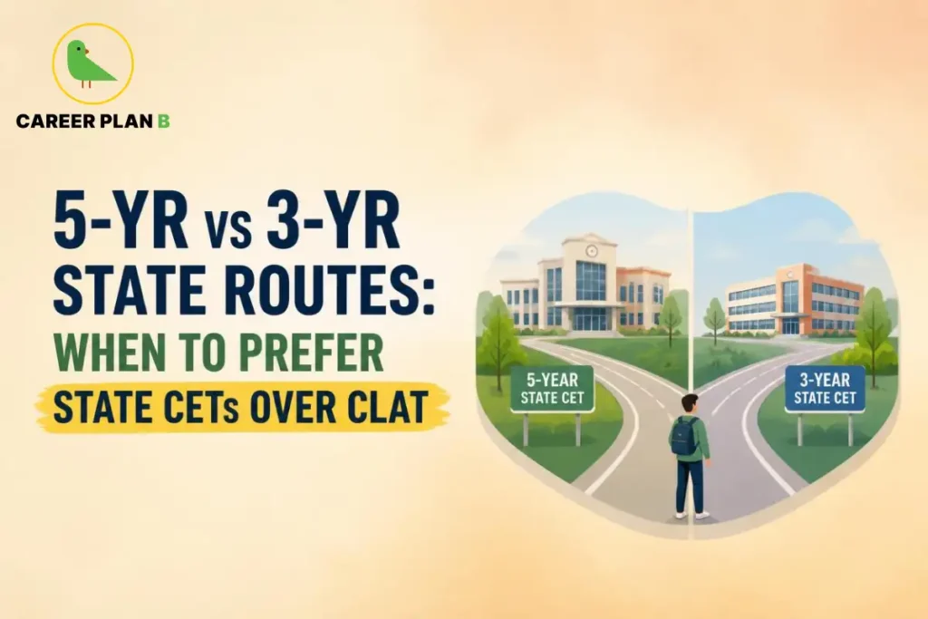 Student choosing between separate five-year and three-year state law study routes
