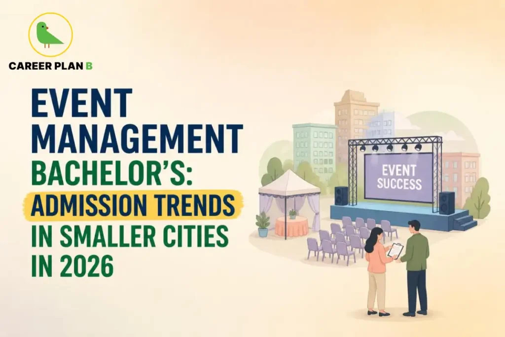 Event management bachelor’s programs in 2026 showing event planning, stage setup, venue arrangements, audience seating, and admission trends in smaller cities