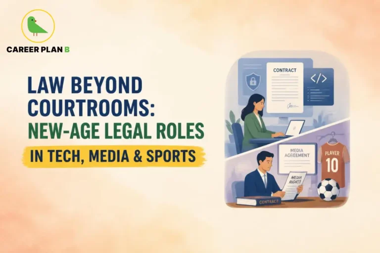Law beyond courtrooms featuring new-age legal career opportunities in technology, media, sports, contracts, digital rights, and entertainment