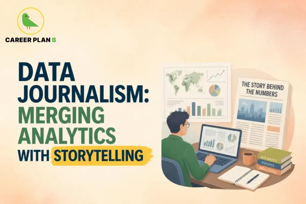 Data journalism combining analytics and storytelling through charts, statistics, and digital reporting to communicate insights.