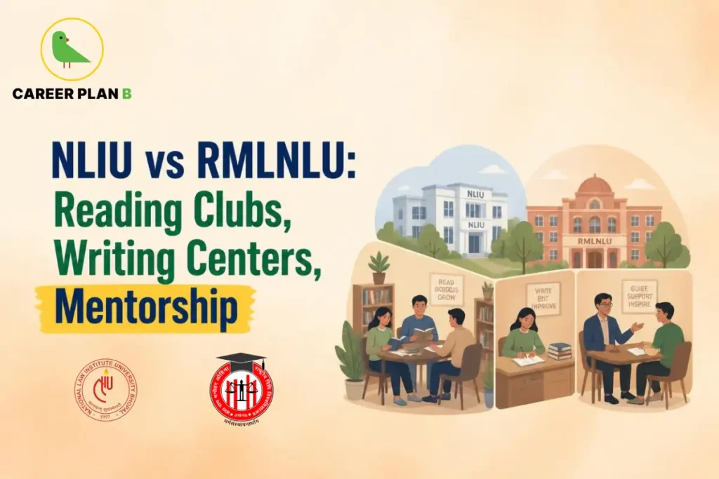 NLIU vs RMLNLU comparison featuring reading clubs, writing centres, and student mentorship