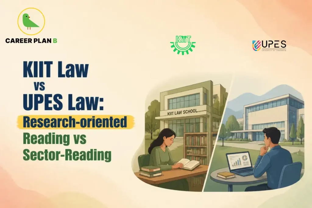 KIIT Law vs UPES Law comparison of research-oriented reading and sector-focused study