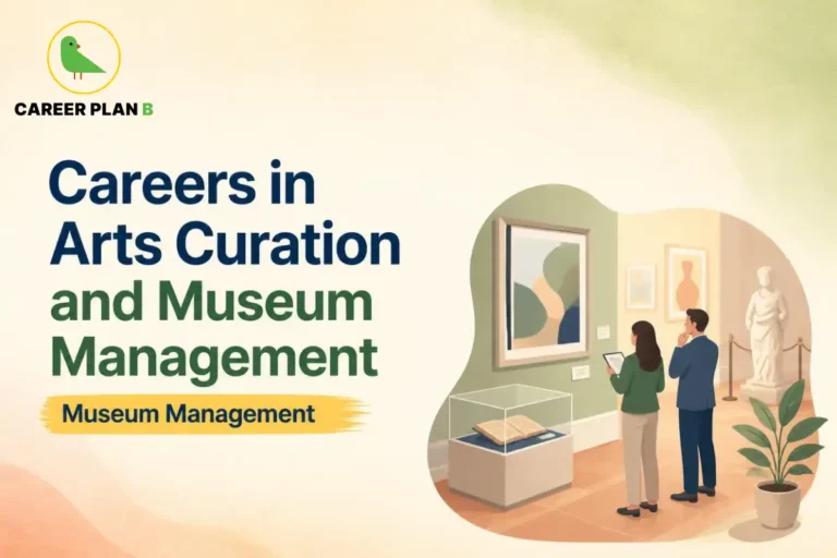 Arts curation and museum management professionals viewing paintings and a sculpture in an art gallery.