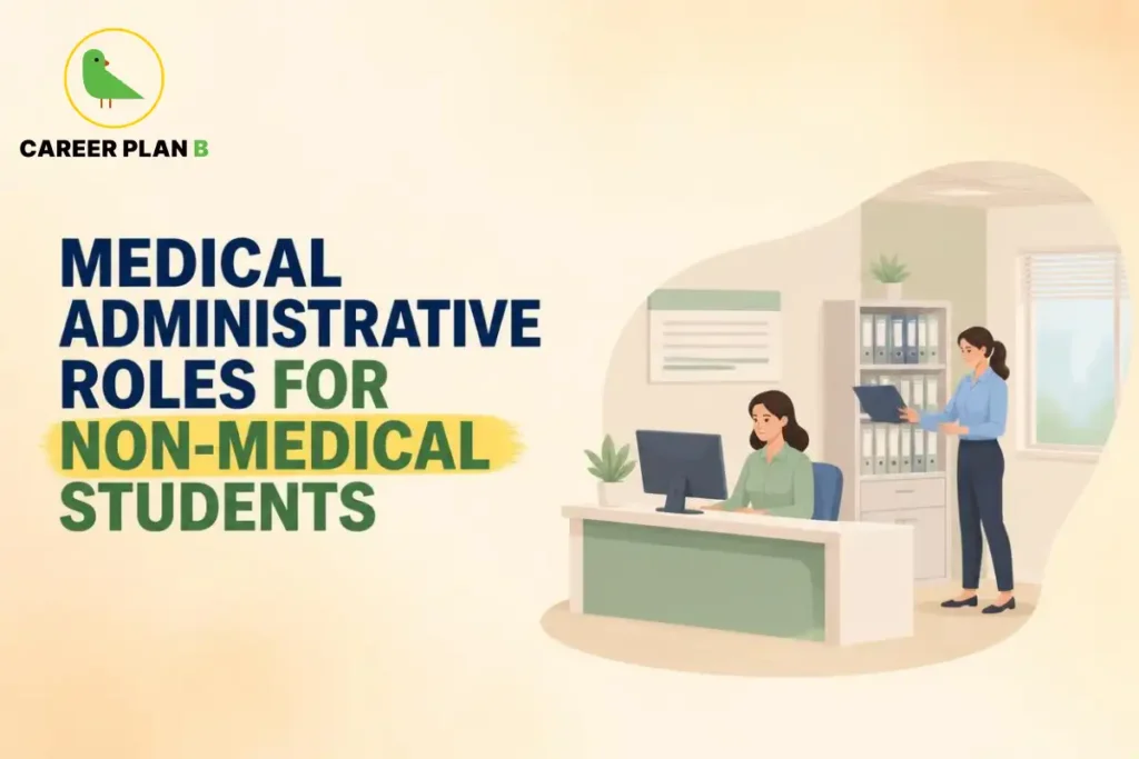 Two women managing office records and administrative tasks in a healthcare setting, illustrating medical administrative roles for non-medical students.