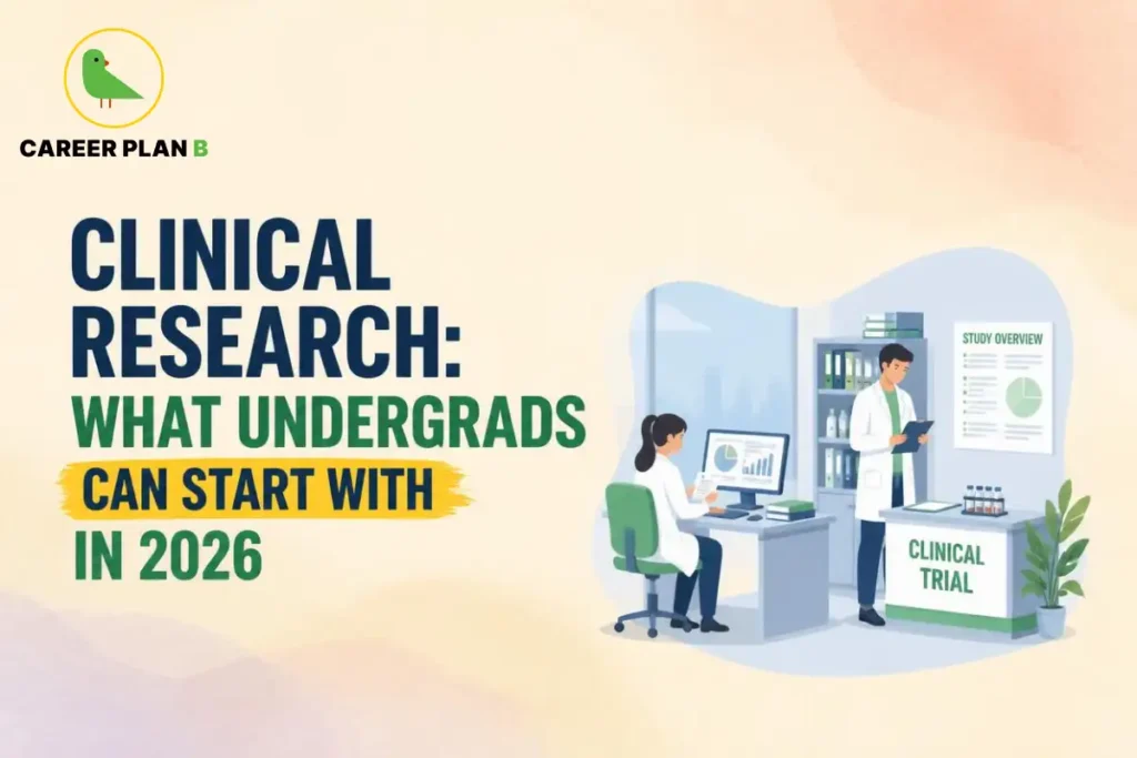 Research professionals reviewing study data and clinical trial documents, showing how undergraduates can begin exploring clinical research.