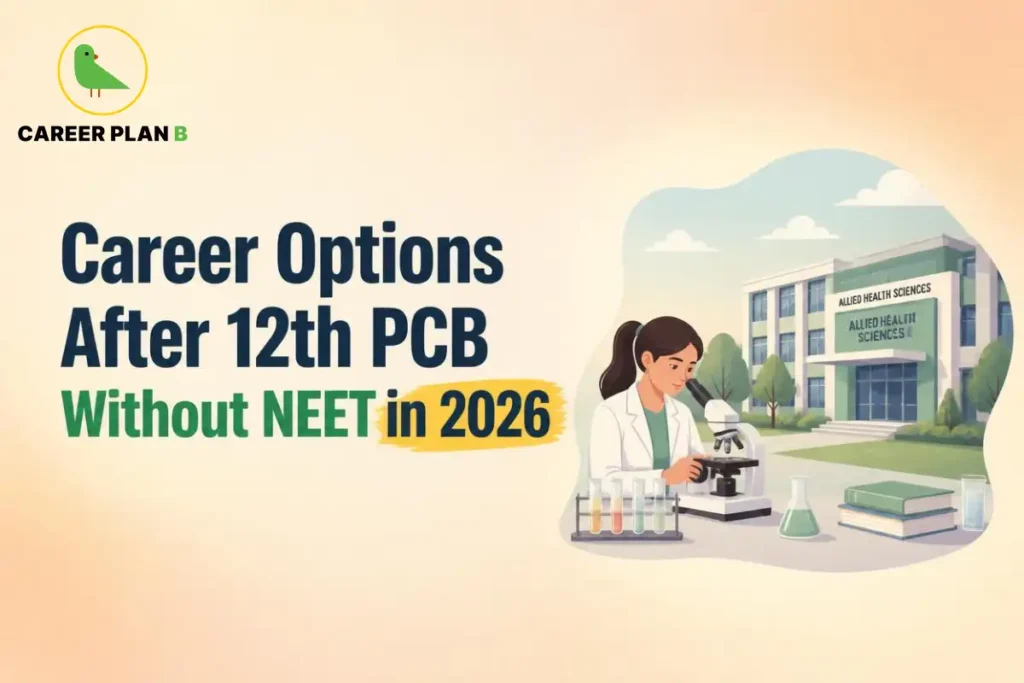 Career options after 12th PCB without NEET in 2026, featuring allied health sciences, laboratory research, microscopy, and medical science education