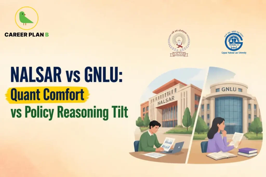 NALSAR vs GNLU graphic comparing Quant comfort and policy reasoning focus