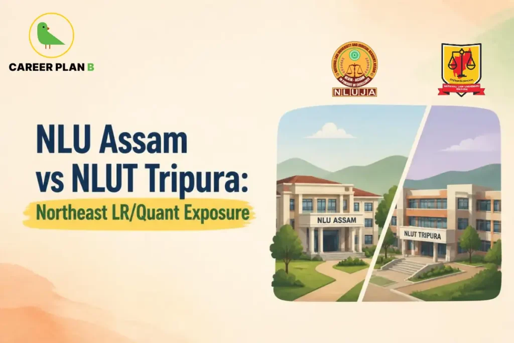 NLU Assam and NLUT Tripura comparison graphic highlighting Northeast LR and Quant exposure