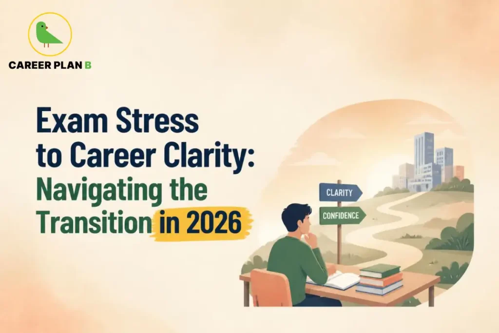 Exam stress to career clarity in 2026, showing a student planning their future while navigating academic pressure, confidence, and career direction