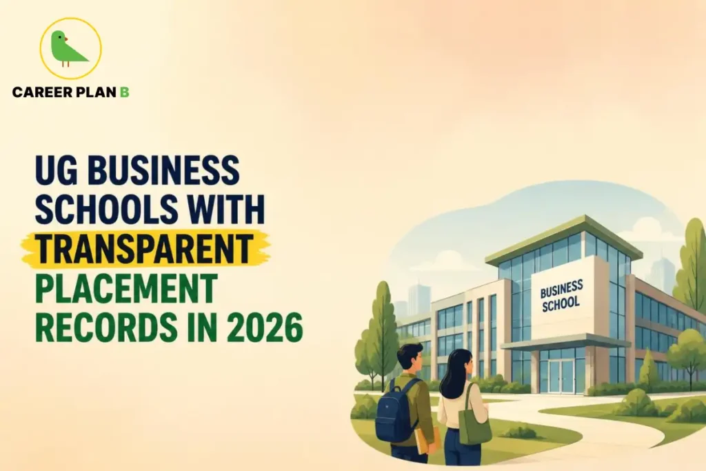 Two students approaching a business school representing UG business schools with transparent placement records.