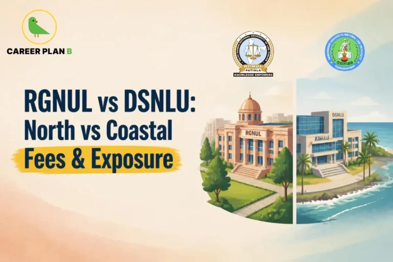 RGNUL vs DSNLU comparison of northern and coastal law campuses, fees, and student exposure.