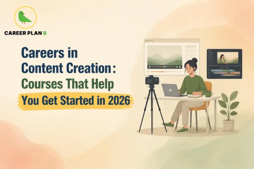 Explore content creation courses for beginners in 2026, including video production, editing skills, career options and Career Plan B guidance.