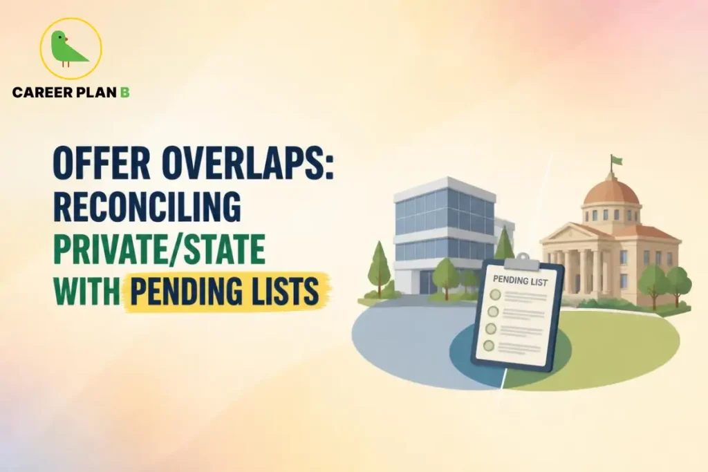 Illustration showing private and state admission options alongside a pending list of applicants.